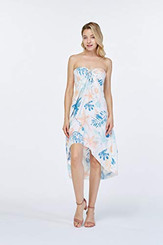 Image of Women's Hawaiian Luau Halter Dress in Signature Prints | Sleeveless halter dress, high-low hem; Hawaiian floral print; soft rayon, machine washable; luau, beach, cruise, party