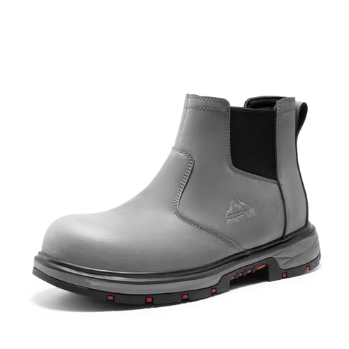 NORTIV 8 Slip On Work Boots for Men Steel Toe Waterproof Safety Construction Boots for Men