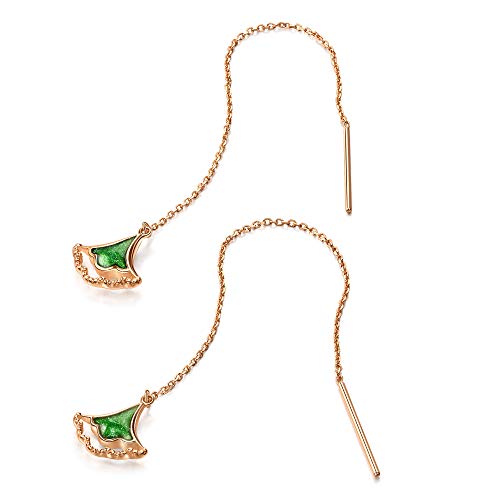 Image of CHOW SANG SANG Delicate Gold 18K Rose Gold Enamel Gingko Leaf Bracelet, Necklace for Women 92255B 92255N