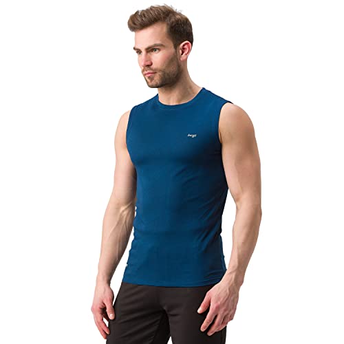Image of berge' Men's Sleeveless T-Shirt, 100% Polyester Jacquard Geometric Print Tshirt for Swimming Badminton Running Sporting Activity, Slim Fit Round Neck Gym Tank Tops & Muscle Tees