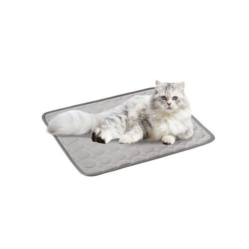Aartner Esterilla de refrigeración para perros, alfombrilla de refrigeración para perros, felino M-XXL, manta refrescante, lavable para mascotas, para casa, viajes o en el coche (gris, 50 x 60 cm)