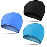 3 Stücke Einfarbige Badekappe,Teenager Badekappe,PU Stretch Schwimmkappen,Badekappe Erwachsene,Badekappe Lange Haare,Unisex PU Badekappe,Badehut Bequeme Passform für langes und kurzes Haar