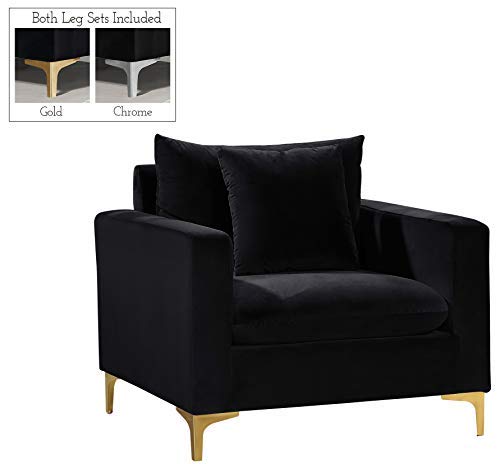 Sillón Terciopelo Negro Plegable miniatura 3