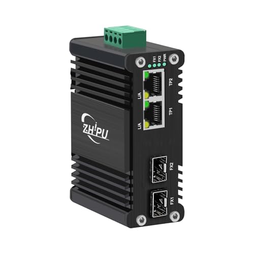 Image of Mini Industrial 2 Port Ethernet Switch with 2 SFP Slot, Hardened Gigabit Networking Switch Supporting Din-Rail, 12~48VDC Power Input, -40F to 176F, IP40 Rated Thicked Housing