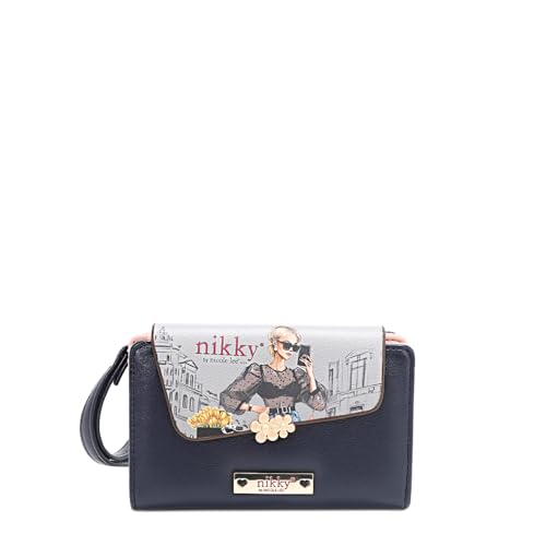 Nicole Lee NIKKY Small Bifold Wallet, Vegan Leather, 8 Card Slots, Wristlet Strap (URBAN COFFEE DREAM)