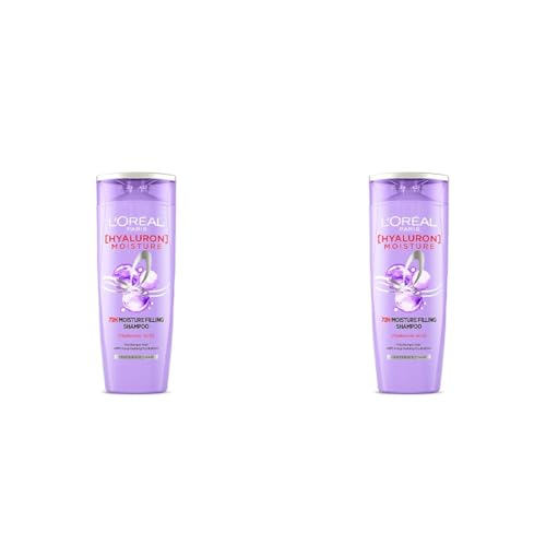 L Oréal Paris Moisture Filling Shampoo, With Hyaluronic Acid, For Dry & Dehydrated Hair, Adds Shine & Bounce, Hyaluron Moisture 72H, 340ml (Pack of 2)