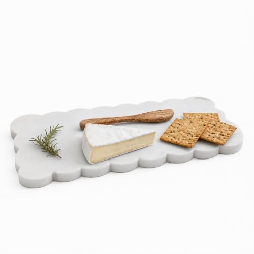 Mud Pie Scallop Marble Board Set, White, 12' x 5'