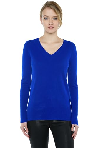 Image of JENNIE LIU Women's 100% Pure Cashmere Long Sleeve Ava V Neck Pullover Sweater
