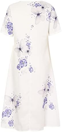Women Casual Loose Butterfly Printing V-Neck Sundress Short Sleeve Button Down with Pockets Long Maxi Dress 6 Women Casual Loose Butterfly Printing V-Neck Sundress Short Sleeve Button Down with Pockets Long Maxi Dress