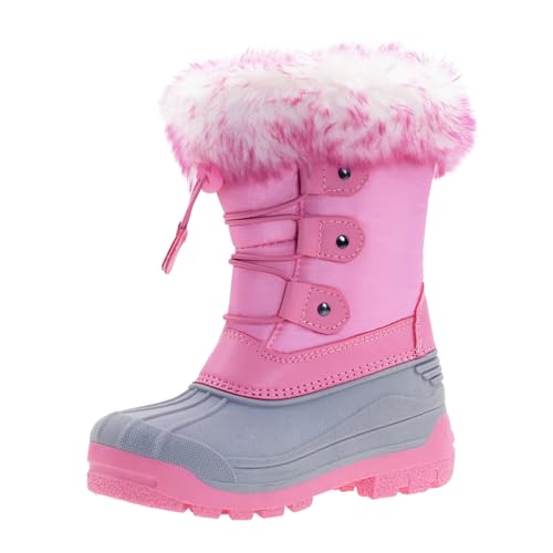 CyKie Girls Winter Snow Boots for Kids Boys Girls Insulated Waterproof Outdoor Shoes Pink Big Kid US 2