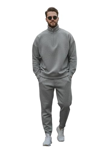 Image of Mack Jonney Solid Half Zipper Track Suit for men | Co-ord Set | Warm Fleece Tracksuit Set | Full Sleeve Sweatshirt