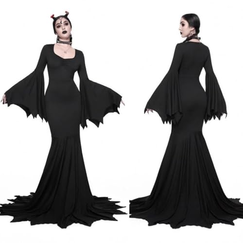 OIOLOYJM Morticia Addams Costume Women Renaissance Medieval Sexy Witch Vampire Gothic Halloween Costumes Woman 2025 Dresses