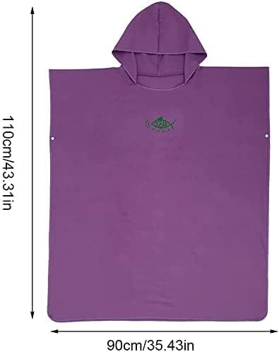 miuline Changing Towel Poncho with Hood Quick Dry Swim Drying Robe Microfibre Beach Towel for Adults Womens Men One Size Fit All (purple) - Image 4
