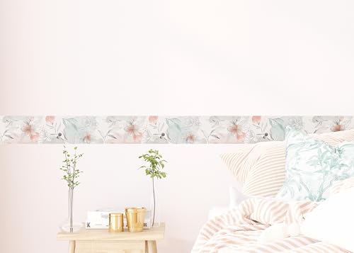 AG Design Selbstklebende Bordüre Blumen, AWB 8440 | Wasserfest Dekoration für Wände, Möbel, Tapeten, Wandverkleidungen und Türen, Folie, Mehrfarbig | Breite 500 cm x Höhe 13.8 cm