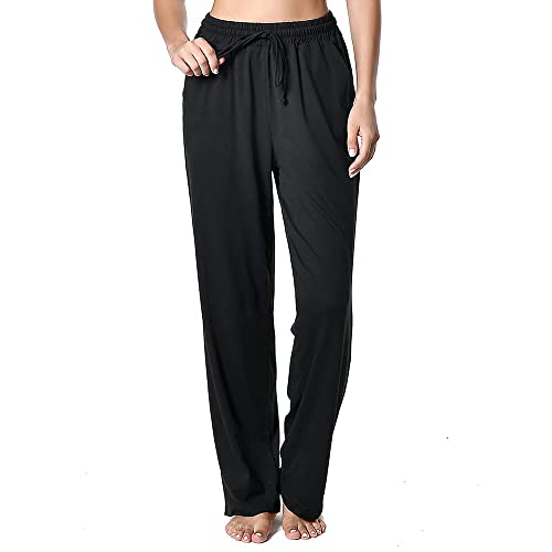 Women's Drawstring Pants, Wide Leg Yoga Sweatpants Comfy Loose Straight Lounge Pants with Pockets3