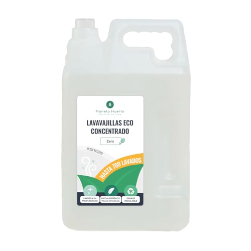 PLANETA HUERTO | Lavavajillas Manual Hipoalergénico Sin Perfume Eco 5L - Limpieza Ecológica y Suave para Todo Tipo de Utensilios