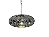 Moroccan Farmhouse Vintage Interior maximalist Design Decor Rustic Hanging Pendant Light Fixture Chandelier Dining Room Kitchen Entryway Living Room (25 cm / 9.87 inch, Gold Brass)