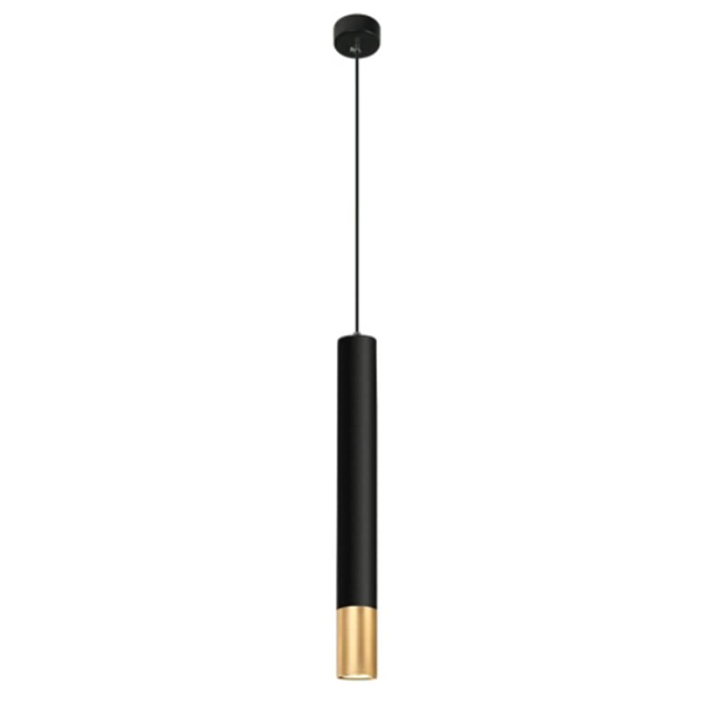 LQX Alumilong Tube Chandelier Black Single Head Pendant Lamp Ceiling Downlight Modern LED Cylindrical Suspension Light Bar Droplight Kitchen Island Counter/6 x 60 cm/Neutral Light