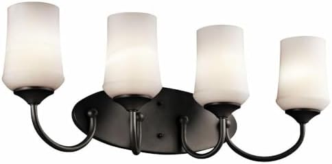 Miniatura 4 de Kichler 45571OZ Aubrey - Tocador de pared de cristal, 4 luces, 300 W, bronce antiguo