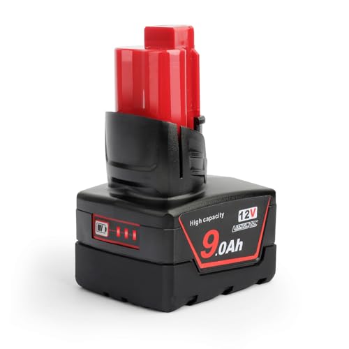 QUPERR 12 V 9 0 Ah Akku kompatibel mit Milwaukee M12 XC Akku-Werkzeugen M12FCOT-0 M12JS-0 C12MT-0 C12RT-0 C12HZ-0 M12SL-0 M12TLED-0 C12PN-0 M12CD-202C M12SI-0 M12bsd-0