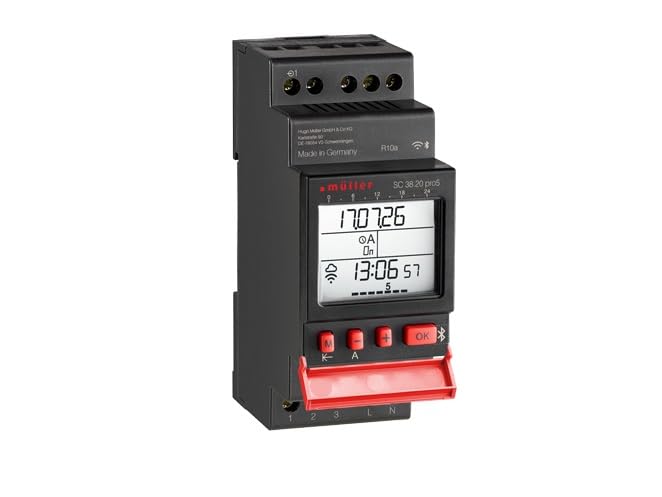 ATTAS MÜLLER SC 38.x0 pro5 Minuterie numérique Wi-Fi & Bluetooth | 1 à 2 canaux, programme astro et annuel | Contrôle par application Rails DIN | Minuterie 16 A d'éclairage, pompes et automatisation