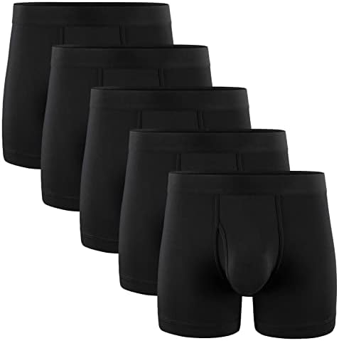 5Mayi Mens Underwear Boxer Briefs for Men Cotton Men's Boxer Briefs Black Pack of 5 L