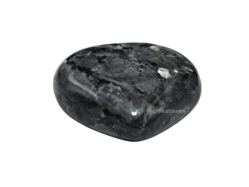 Image of Crystal Heaven Larvikite Crystal Heart Palm Pebbles Stones For Anxiety Stress Relief Massage-Aaa Grade Original Healing Gemstone Agate Heart Palm Stone For Yoga Meditation Spiritual