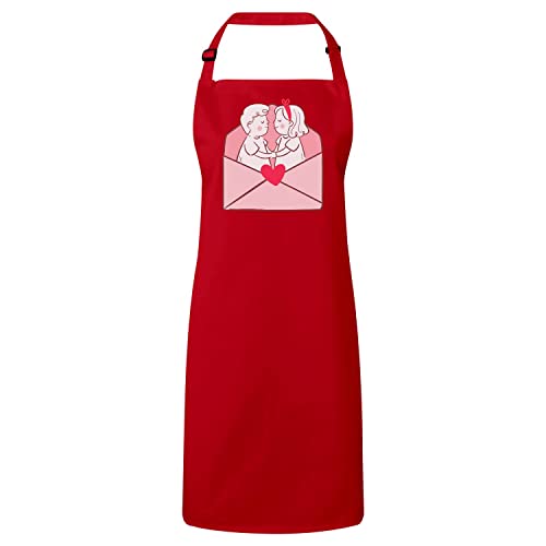 Tablier cuisine rouge motif amour Saint Valentin ajustable de cuisine