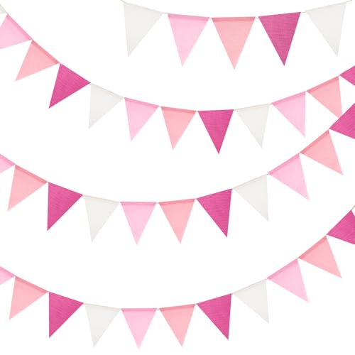 G2PLUS Pre-Strung Burlap Pennant Banners, 39Ft...