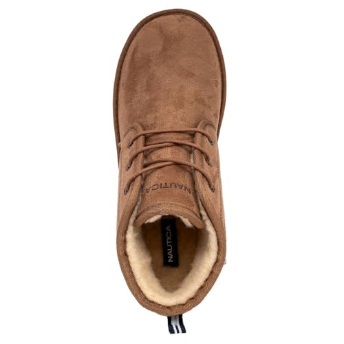 Nautica Men’s Winter Ankle Boots – Sherpa Lined Lace Up Slippers for Cold Weather, Warm Indoor Outdoor House Shoes, Comfortable Cozy Booties4