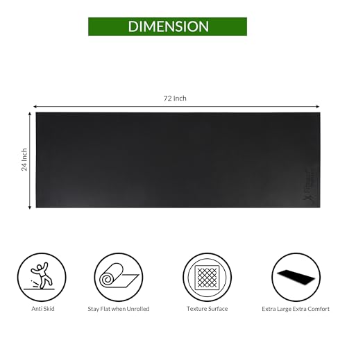 Image of Fitness Mantra EVA Yoga Mat for Home Workout & Yoga | 6mm Thick Exercise Mat with Anti-Skid Surface | Lightweight & Easy to Carry | Soft Cushion Workout Mat for Men & Women (Black)