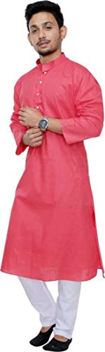 Image of Men's Cotton Blend Plain Kurta Comfortable and Stylish