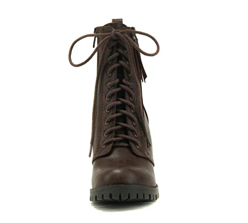Image of Soda Women's Malia Faux Lace Up Chunky Lug Sole Combat Boot