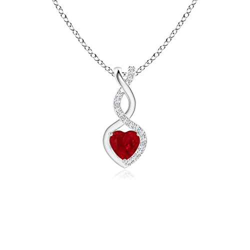 Angara Natural Ruby Heart Pendant Necklace For Women, Girls In Sterling Silver 18 Inch Chain (Grade-Aaa|Size-4Mm) |July Birthstone Jewelry Gift For Her | Birthday | Wedding | Engagement | Anniversary #TOP11
