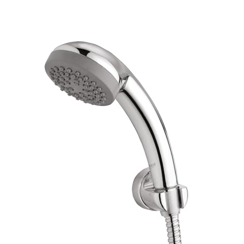 Image of Eauset Plus 75mm Hand Shower with 1.5m Hose & Wall Hook | Single Mode ABS Handheld Shower Head | High Flow 15 LPM at 3 Bar | Wall Mounted Bathroom Shower | Polished Finish