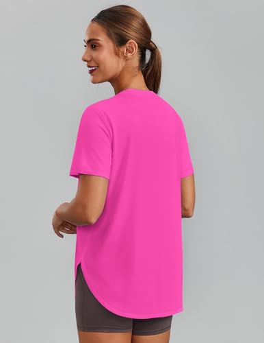 Image of PINSPARK Workout Tops for Women Short Sleeve Athletic Shirts UPF 50+ Quick Dry Running Outfits for Exercise Gym Hiking S-3XL