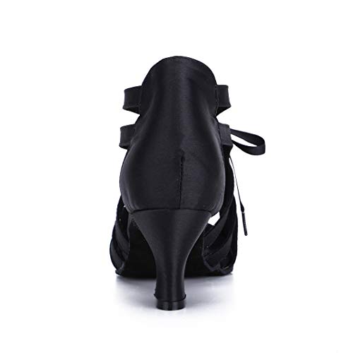 TDA Women's Peep Toe Cut-Out Lace-up Satin Tango Modern Salsa Ballroom Latin Dance Wedding Shoes3