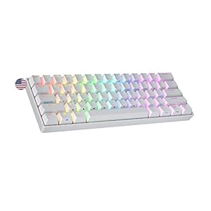 Ranked N60 Nova 60% Form Factor | Hot Swappable Mechanical Gaming Keyboard | 61 Keys Multi Color RGB LED Backlit for PC/Mac Gamer (White, Gateron Pro Yellow)