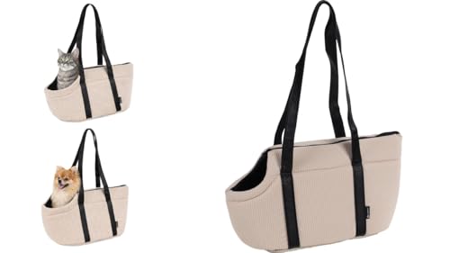 Hundetasche - Tragetasche Aaliyah Weiß – 46x23x25cm – Polyester – Öffnung Oben – herausnehmbares Kissen – Sicherheitsleine – Tragegriffe – Außentasche – pflegeleicht