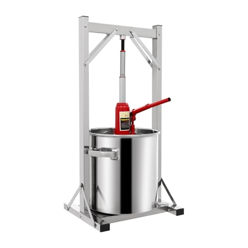 Pressoir à vin manuel en acier inoxydable de 12 L/3,17 gal avec vérin hydraulique, fournitures et équipements for la vinification de légumes, de fromages, de teintures et de jus à base de plantes(22L/