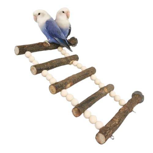 Parrot Bird Swing Wooden Ladder, Cage Hanging Pet Cage Bird Climbing Step Ladders, Bird Wooden Platform Perch Playground Play Stands Toys for Parakeet Cockatiel Conures Lovebirds Budgie (Small)