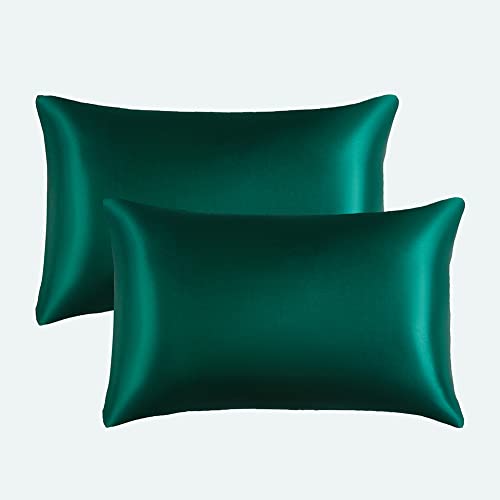 Nayoroom Satin Silk Duvet Cover Queen Size Emerald Green Luxury Solid Color Bedding Set 3 Pieces Summer Cooling Soft Smooth Silky Comforter Cover With Zipper Closure Corner Ties Gifts For Women Men #TOP5