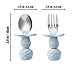 PandaEar Stainless Steel Baby Feeding Set | 2 Divided Suction Plates, 2 Spill-Proof Straw Cups with Silicone Sleeves, 2 Forks & 2 Spoons | Toddler Utensils for Baby Led Weaning, BPA-Free (Blue & Grey)