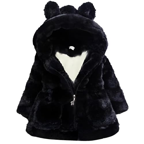 Yimoon Toddler Girls Winter Fleece Coats Kids Hooded Faux Fur Jacket Baby Warm Fuzzy Jacket Outwear