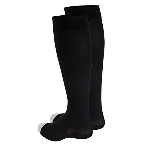 Image of Truform 30-40 mmHg Compression Stockings for Men and Women, Knee High Length, Open Toe, Black, 2X-Large (Pack of 2)