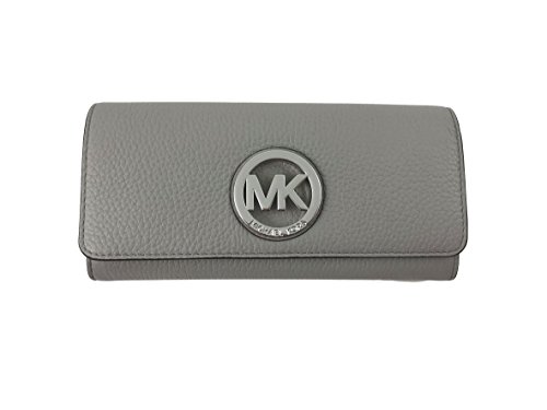 Michael Kors Fulton Pebbled Leather Flap Continental Wallet (Pearl Grey)