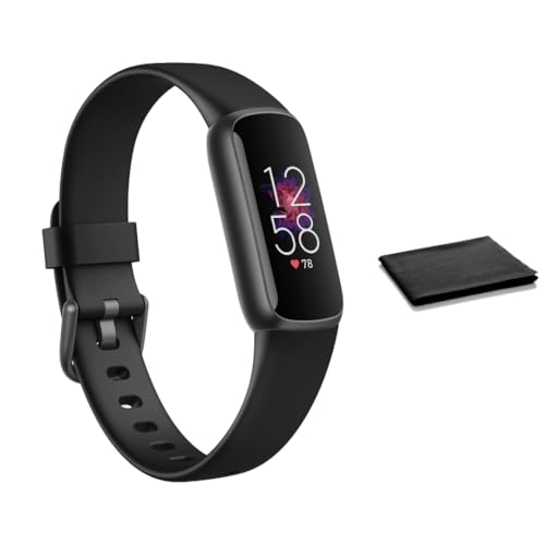 Fitbit Luxe Fitness, Activity & Wellness Tracker – Stress, Sleep & 24/7 Heart Rate Monitor, Color Display, Black/Graphite, One Size with Small & Large Bands, Bluetooth for iPhone Android, with Cloth