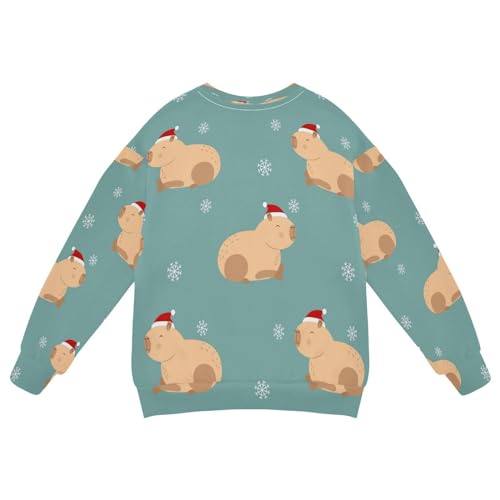 Christmas Santa Capybara Snow Boy Girl Sweatshirt Toddler Crewneck Pullover Sweater Long Sleeve Fall Winter Clothes2