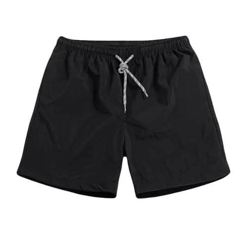 GUOYUXIAO Men's Casual Shorts Relaxed Fit for Camping Pool Lounging-Black-Large