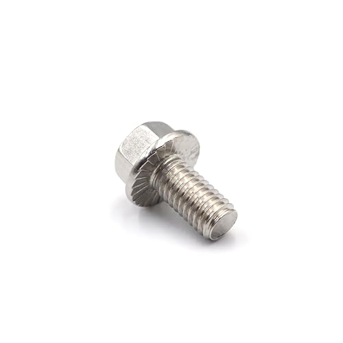 Image of cSeao 3 /8 inch-16 x 3 /4 inch Flanged Hex Head Bolts Flange Hexagon Screws, Stainless Steel 304, DIN 6921, 10 PCS